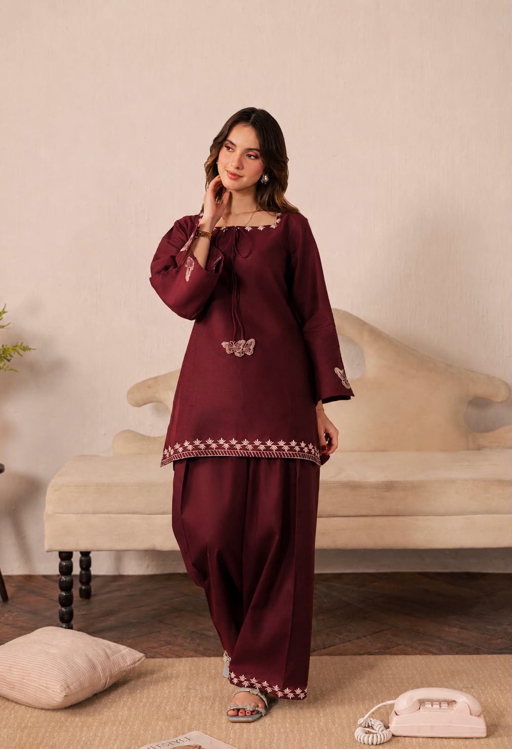 2PC Summer Embroidered Dress - 1344
