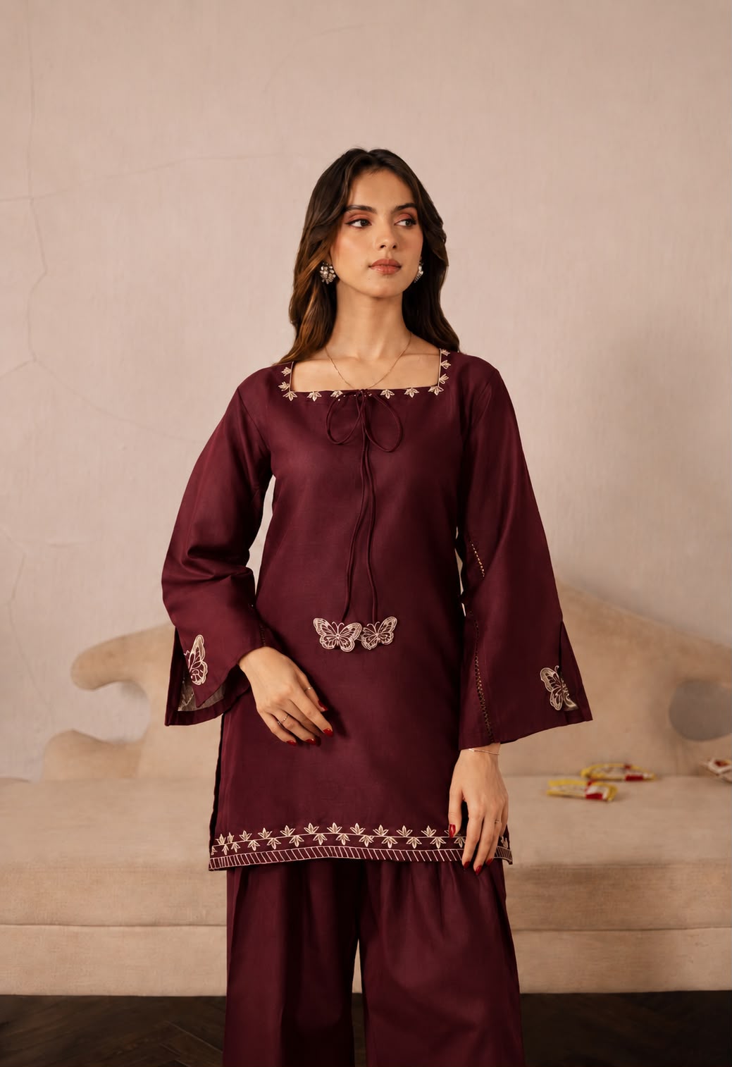 2PC Summer Embroidered Dress - 1344