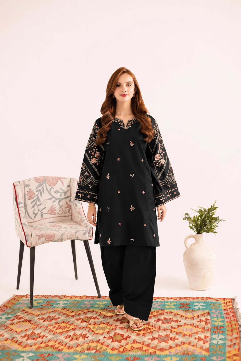 2PC Summer Embroidered Dress - 1323