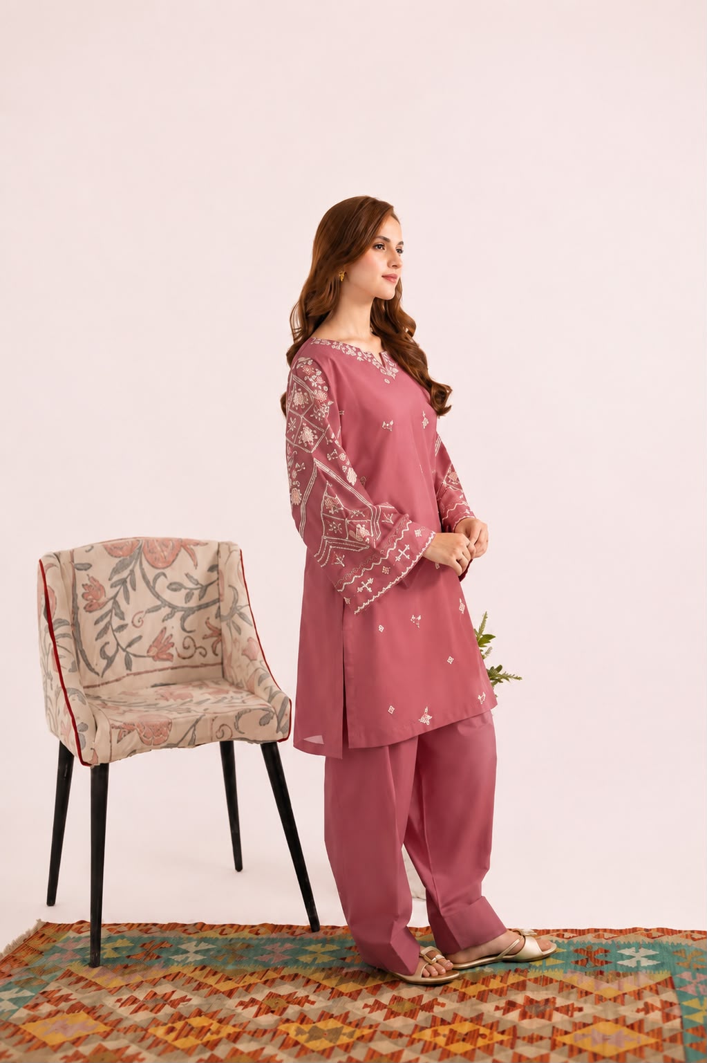 2PC Summer Embroidered Dress - 1322