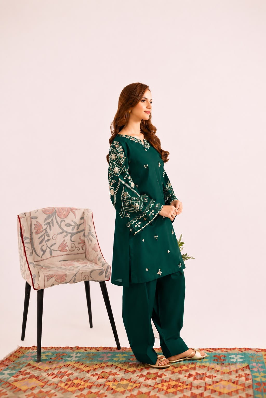 2PC Summer Embroidered Dress - 1325
