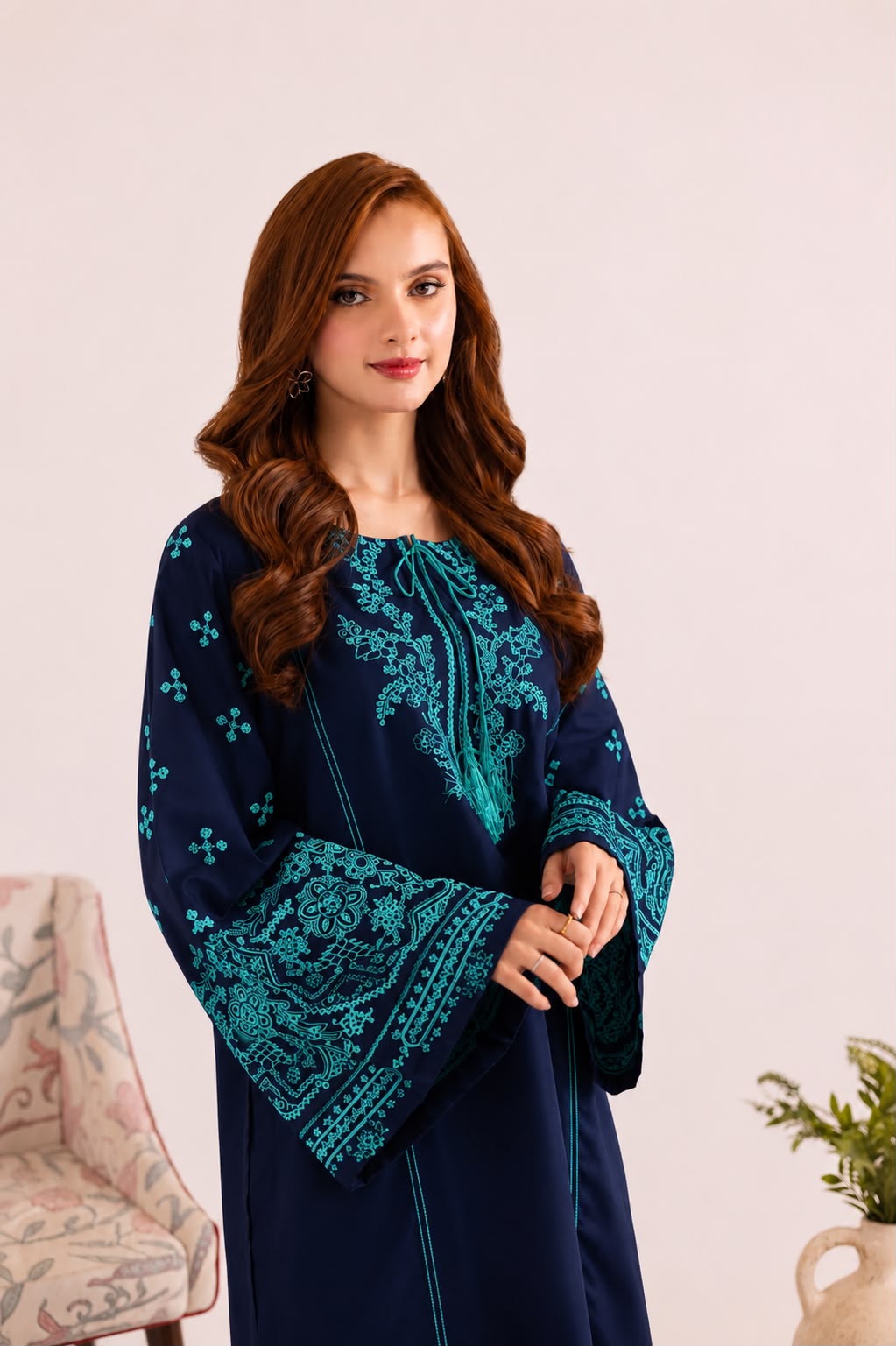 2PC Summer Embroidered Dress - 1327