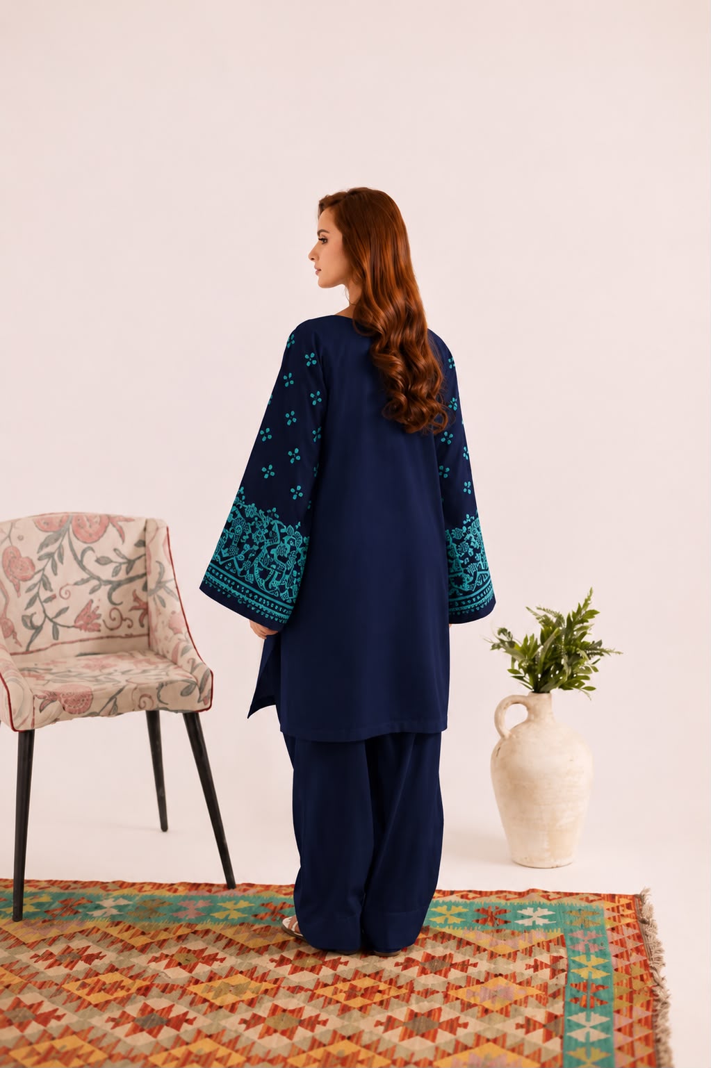 2PC Summer Embroidered Dress - 1327