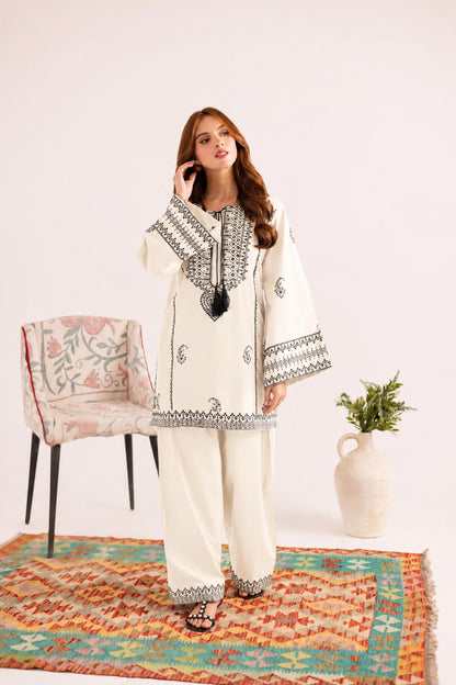 2PC Summer Embroidered Dress - 1329
