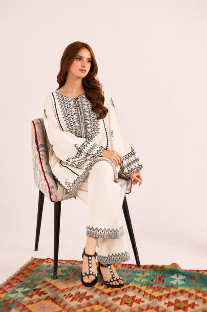 2PC Summer Embroidered Dress - 1329