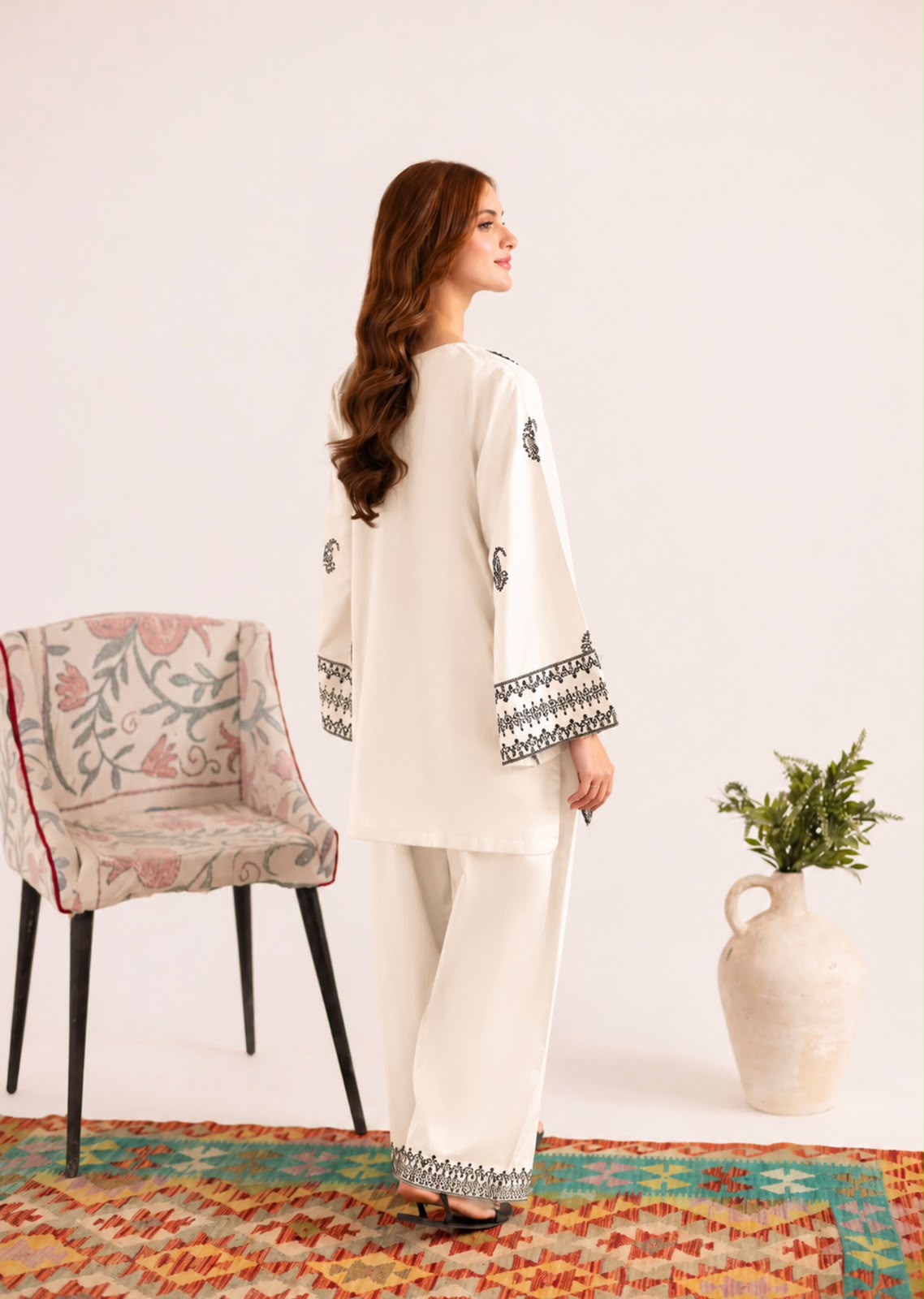 2PC Summer Embroidered Dress - 1329