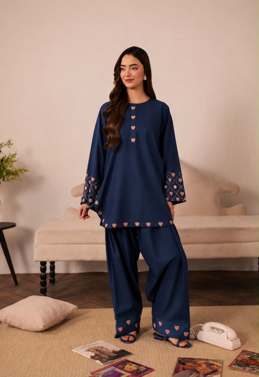 2PC Summer Embroidered Dress - 1336