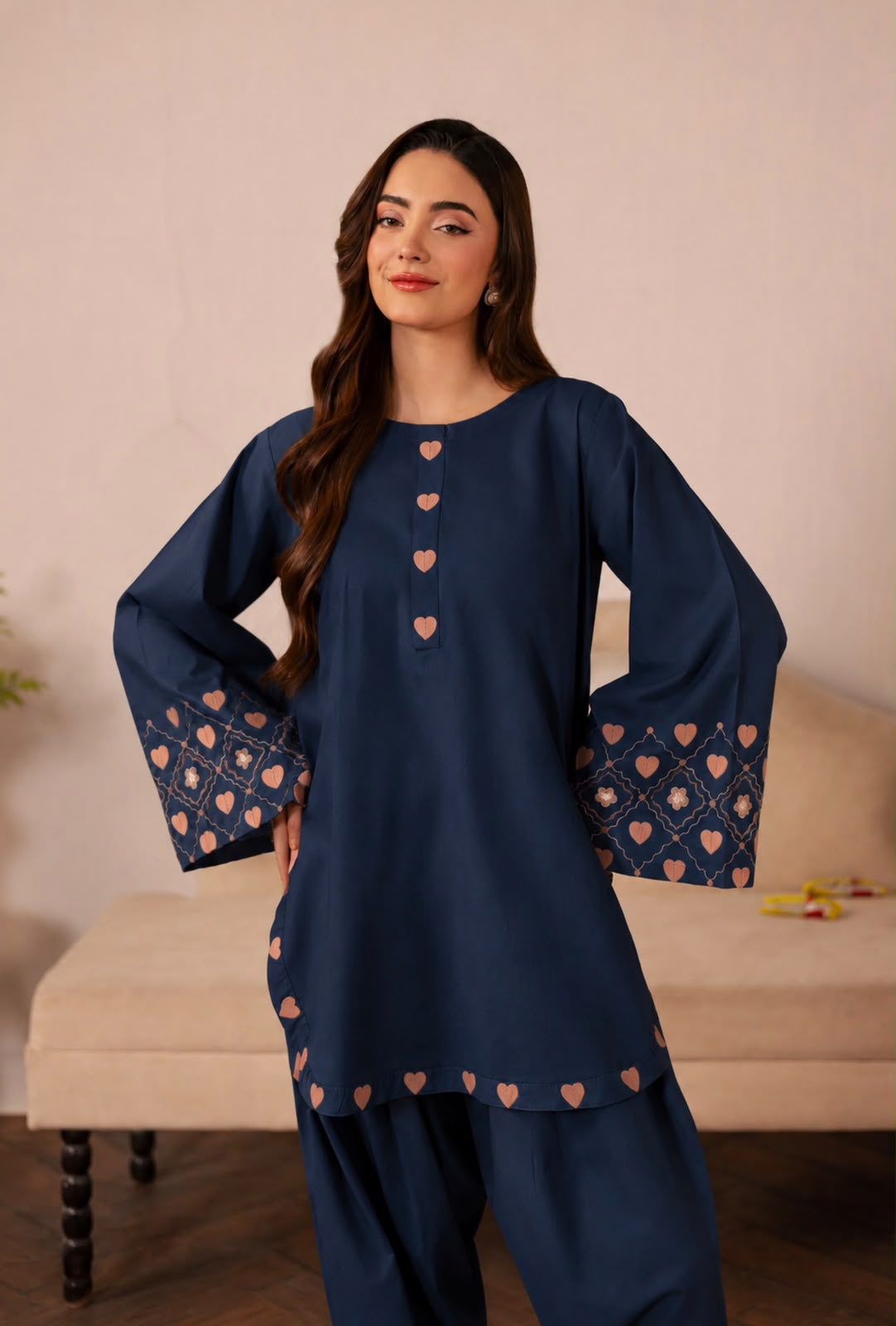 2PC Summer Embroidered Dress - 1336