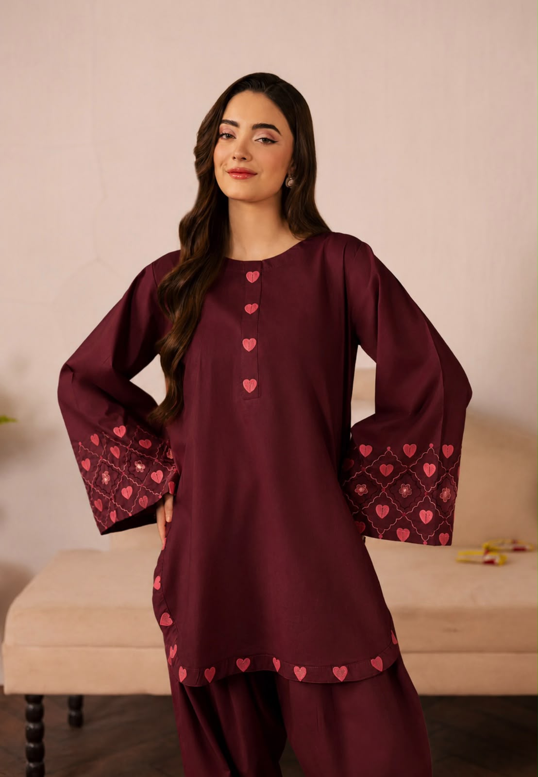 2PC Summer Embroidered Dress - 1337