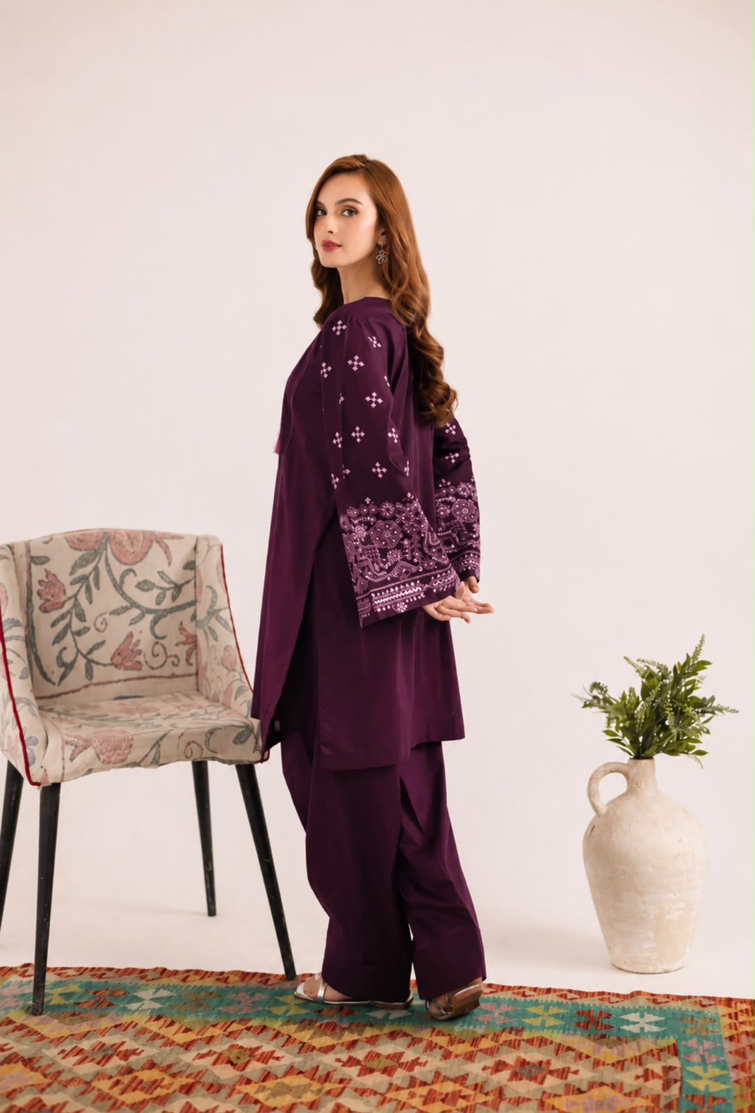 2PC Summer Embroidered Dress - 1328