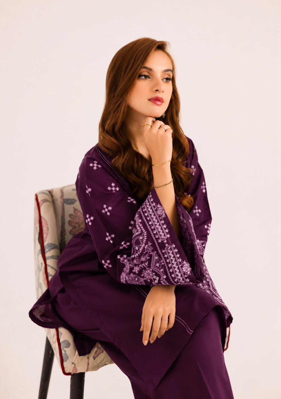 2PC Summer Embroidered Dress - 1328