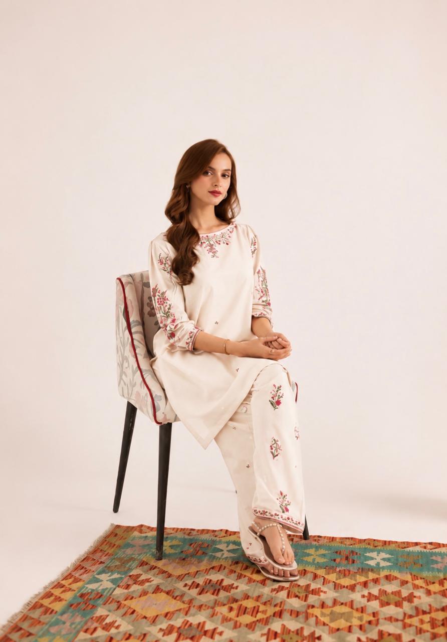 2PC Summer Embroidered Dress - 1340