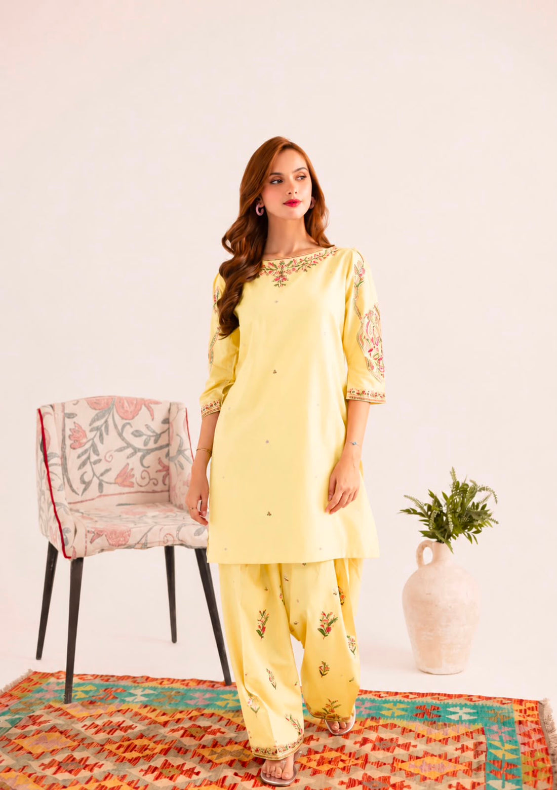 2PC Summer Embroidered Dress - 1339