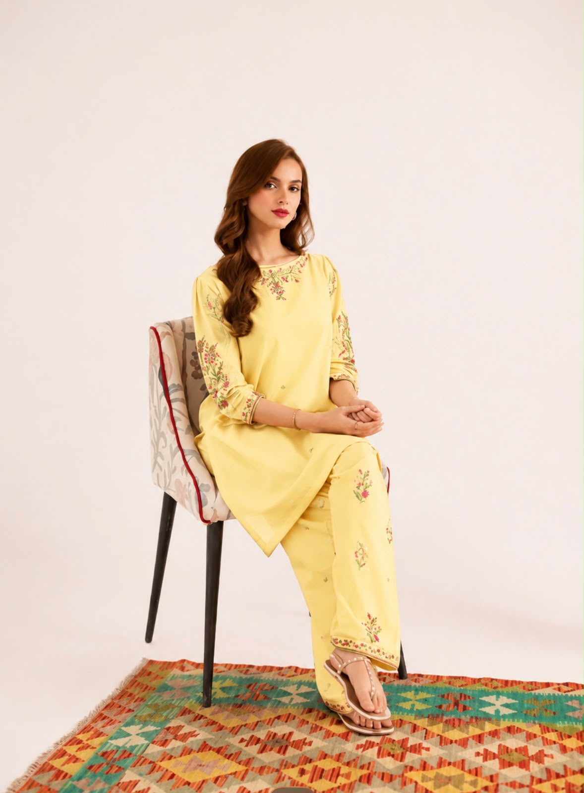 2PC Summer Embroidered Dress - 1339