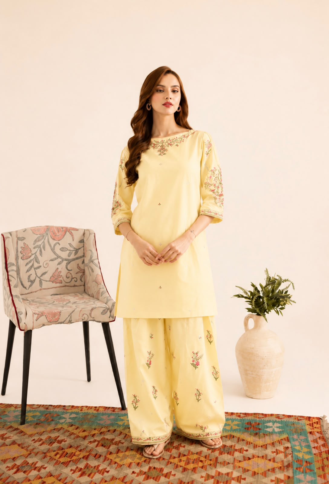 2PC Summer Embroidered Dress - 1339