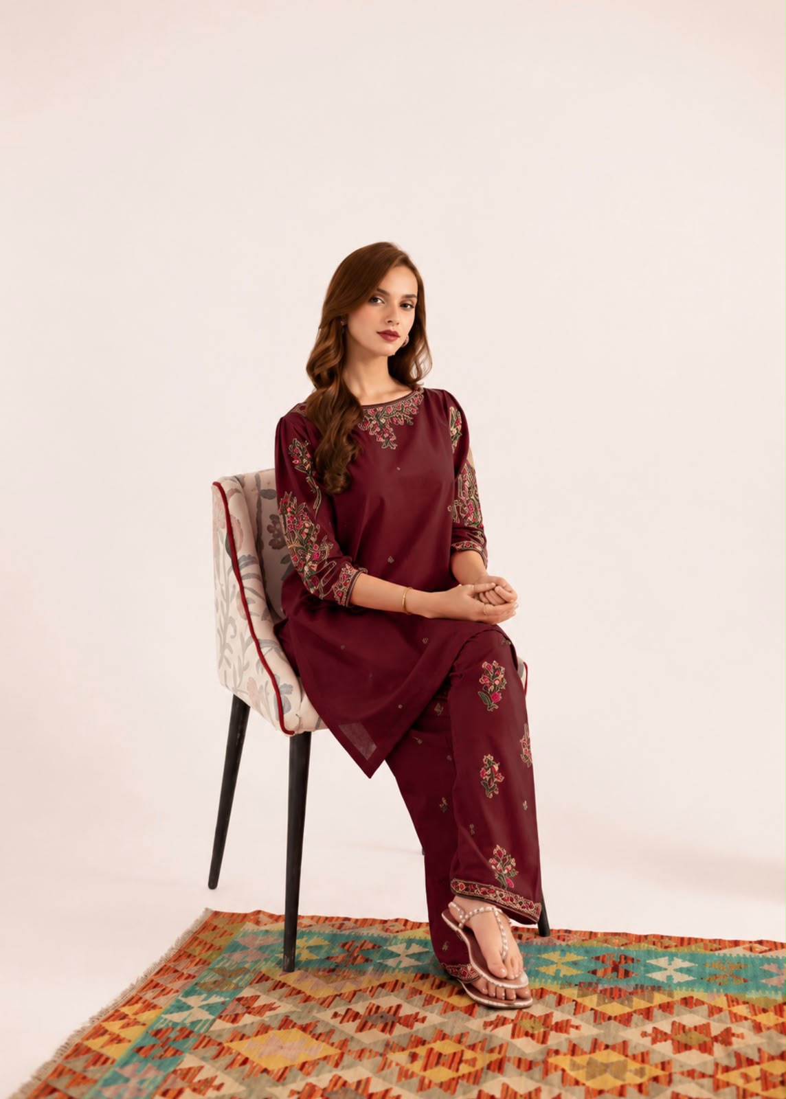 2PC Summer Embroidered Dress - 1341