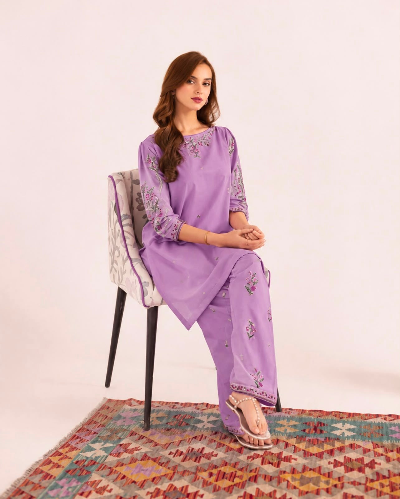 2PC Summer Embroidered Dress - 1338