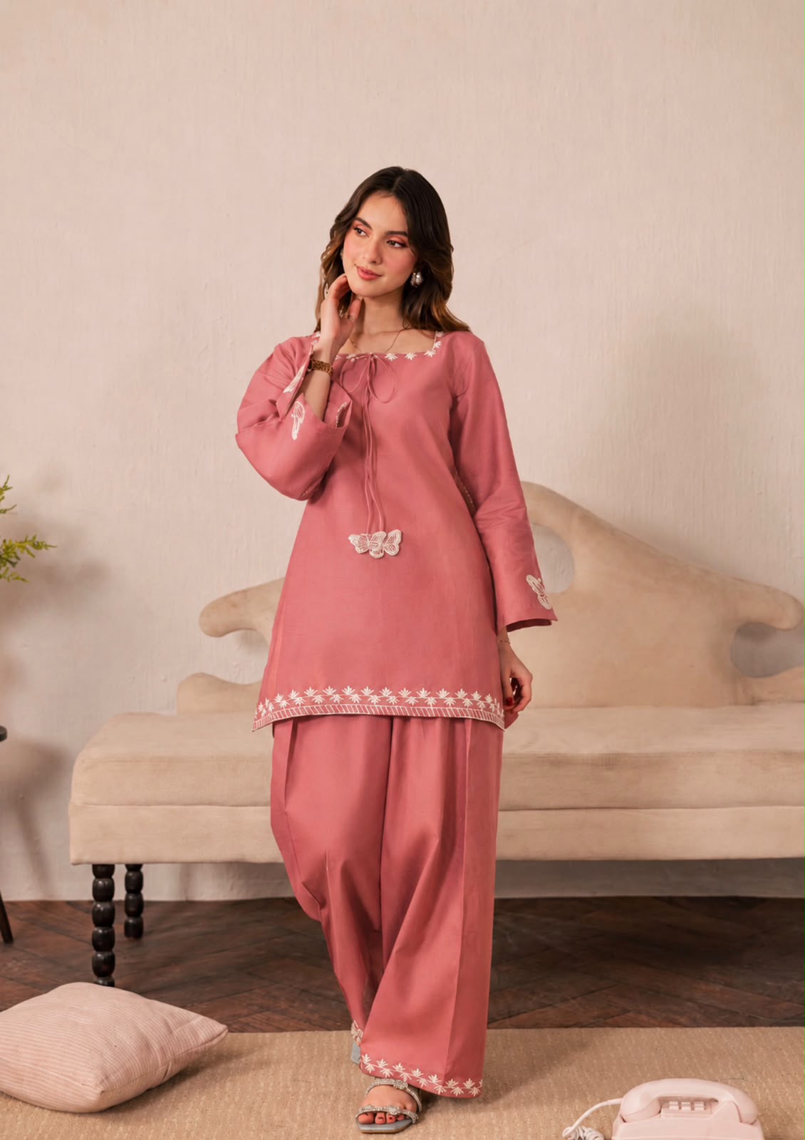 2PC Summer Embroidered Dress - 1343