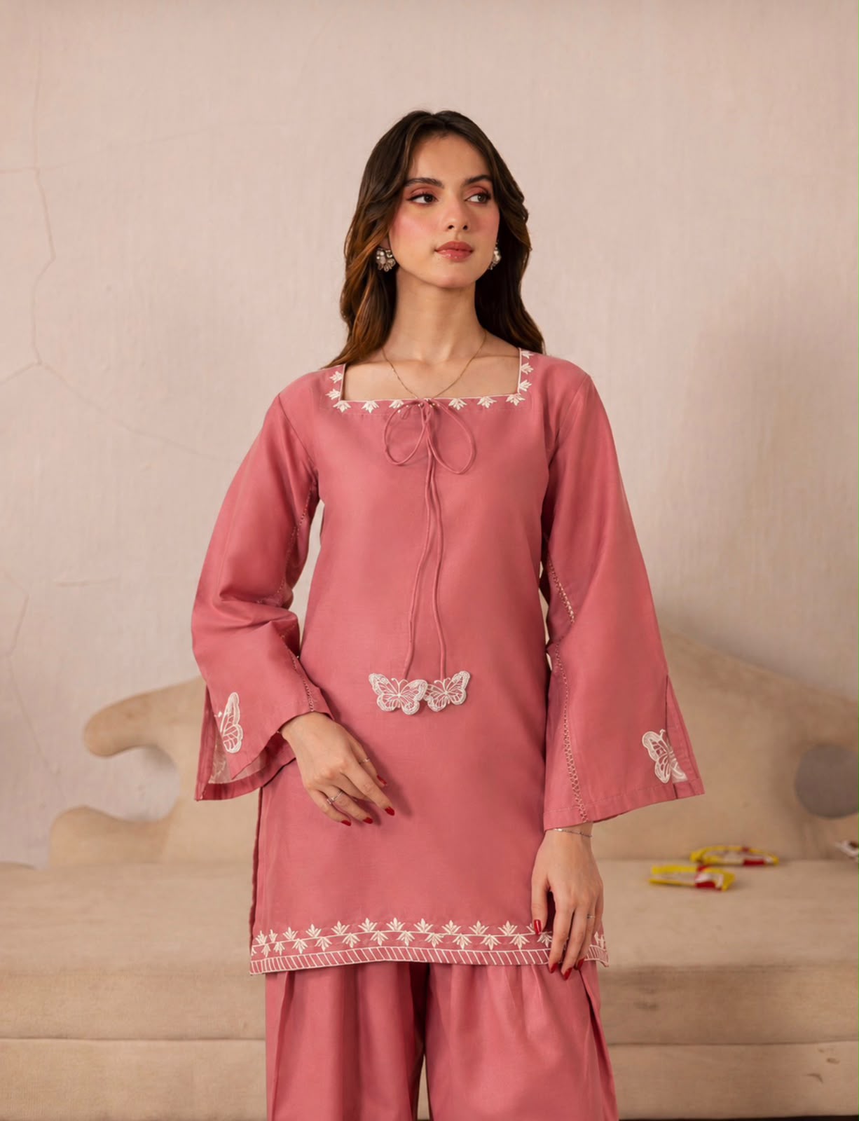 2PC Summer Embroidered Dress - 1343