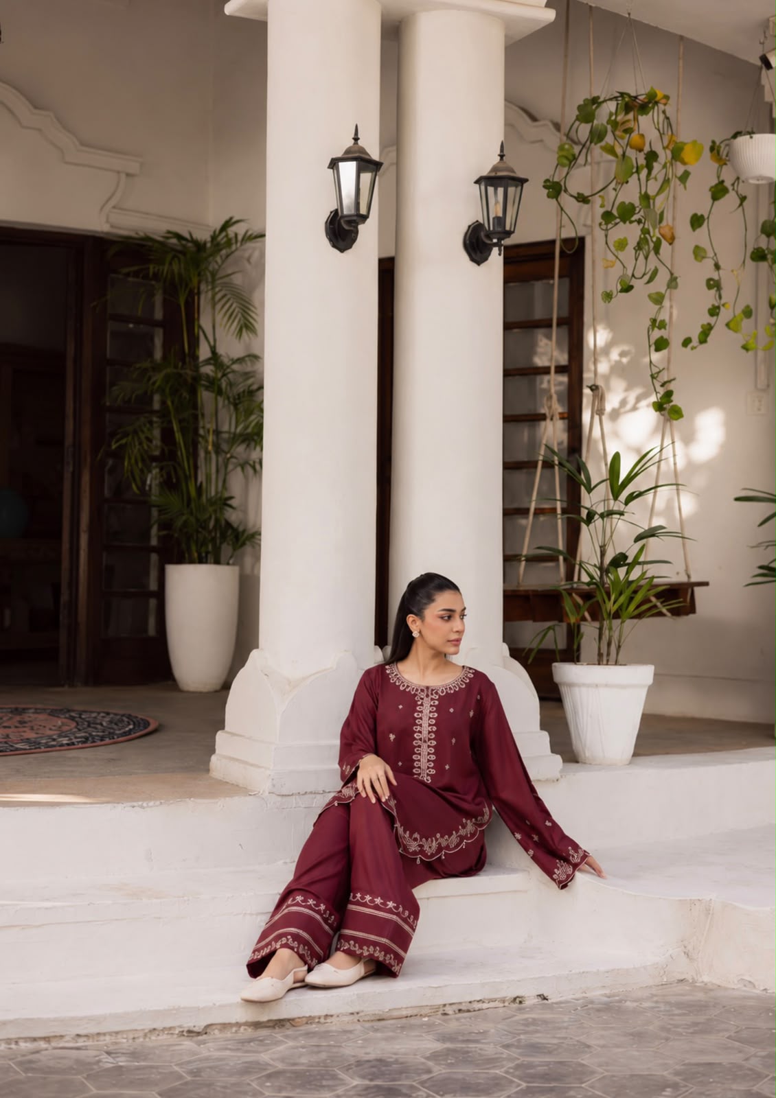 2PC Summer Embroidered Dress - 1333