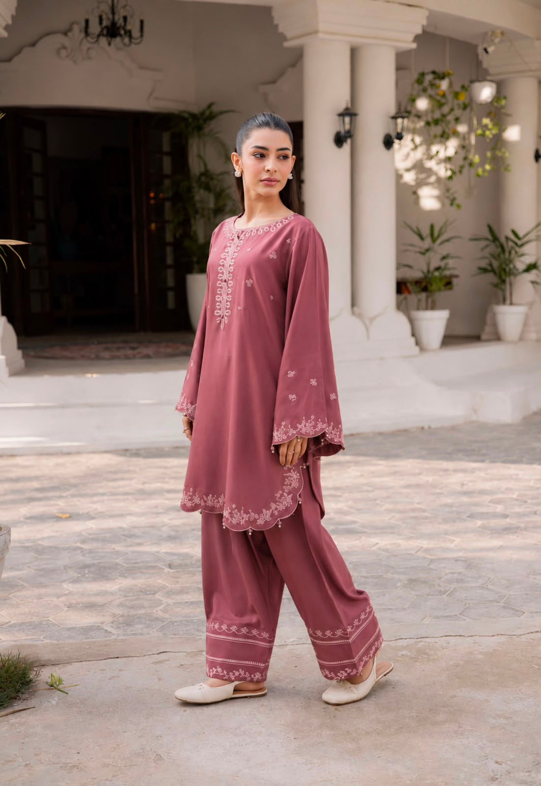 2PC Summer Embroidered Dress - 1330