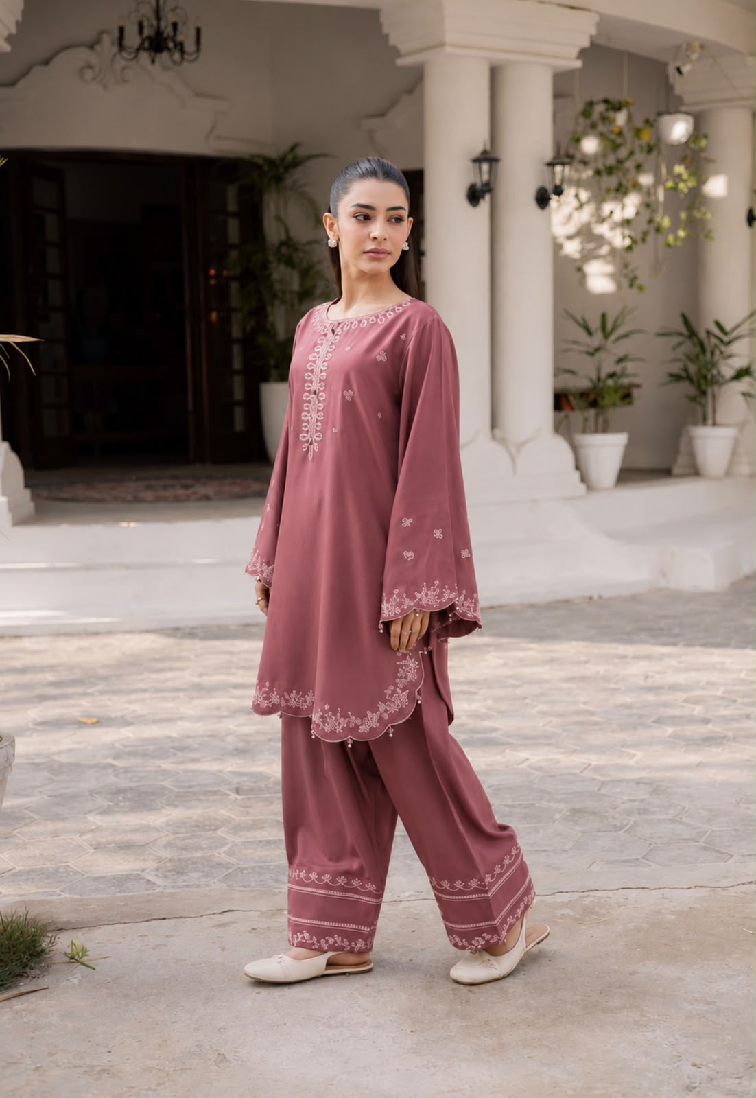 2PC Summer Embroidered Dress - 1330