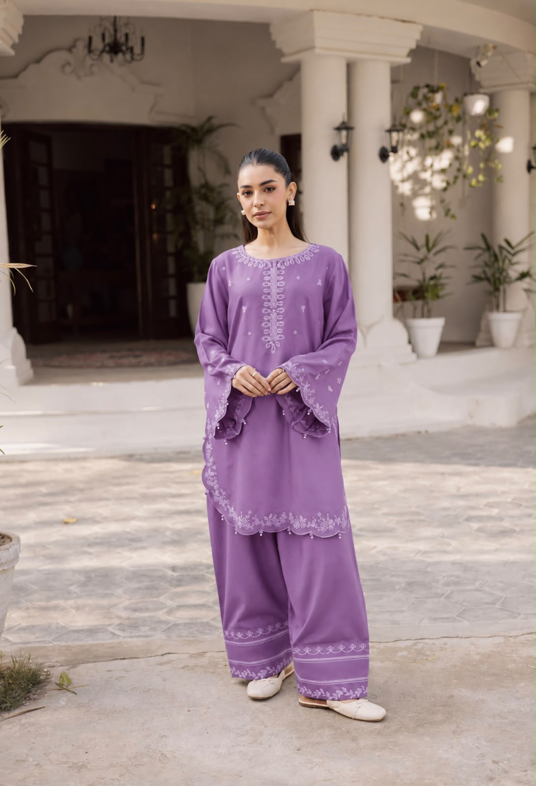 2PC Summer Embroidered Dress - 1334