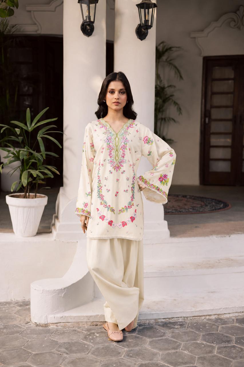 2PC Summer Embroidered Dress - 1358