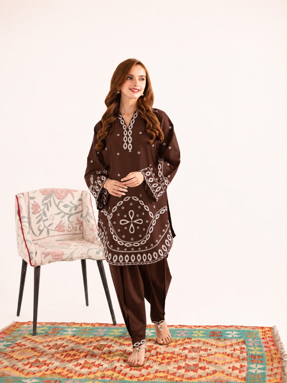 2PC Summer Embroidered Dress - 1224