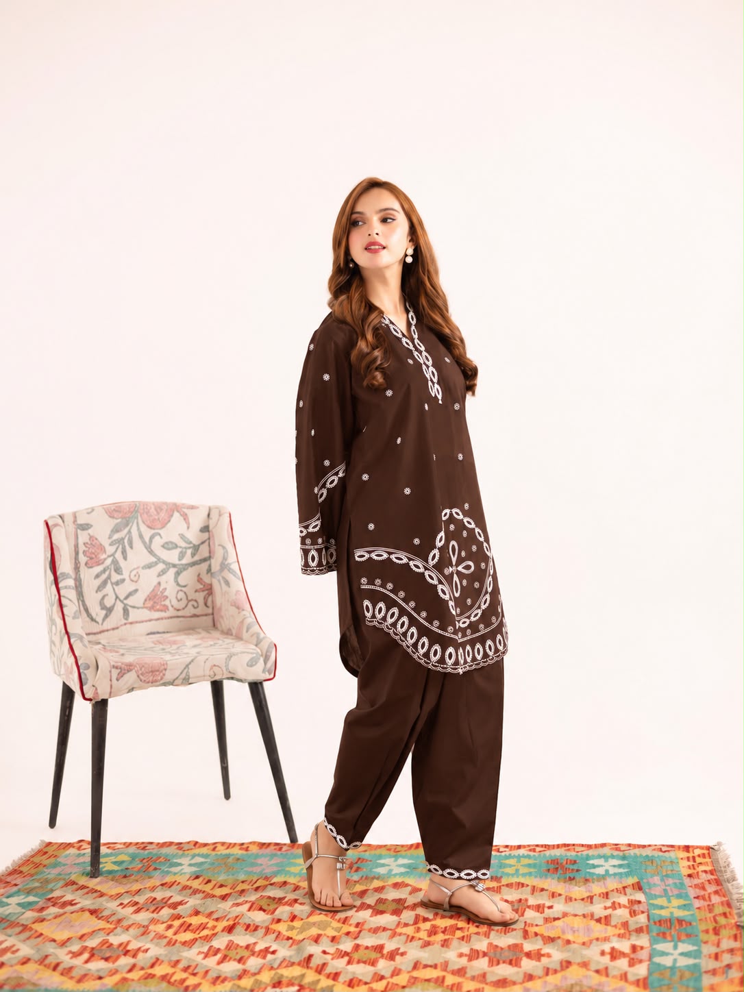 2PC Summer Embroidered Dress - 1224