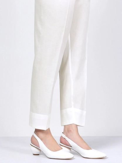 side angle of plain white trouser by silayi pret