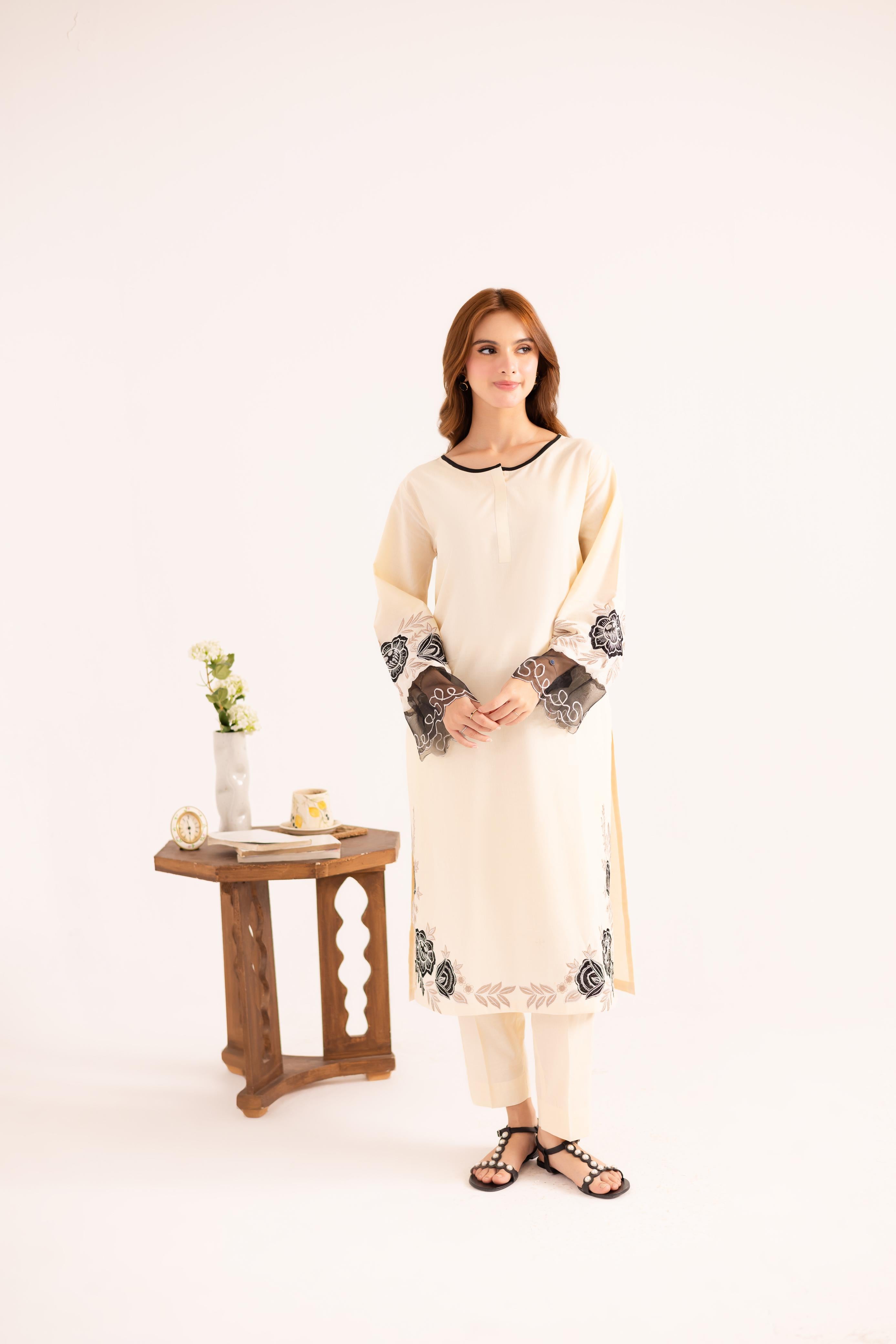 2PC Embroidered Dress - 1139