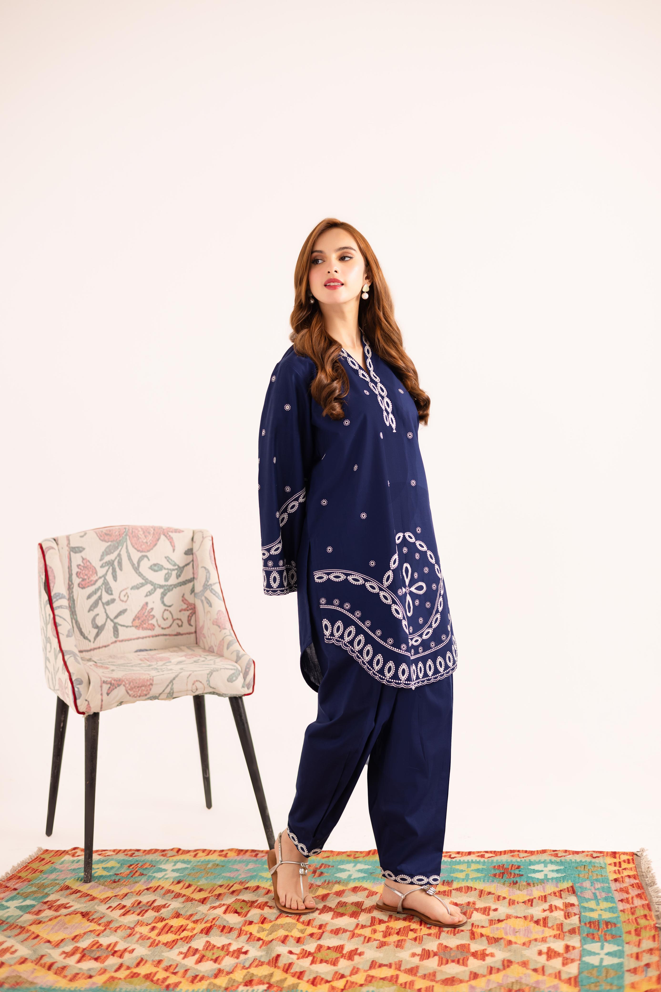 2PC Embroidered Dress - 1137