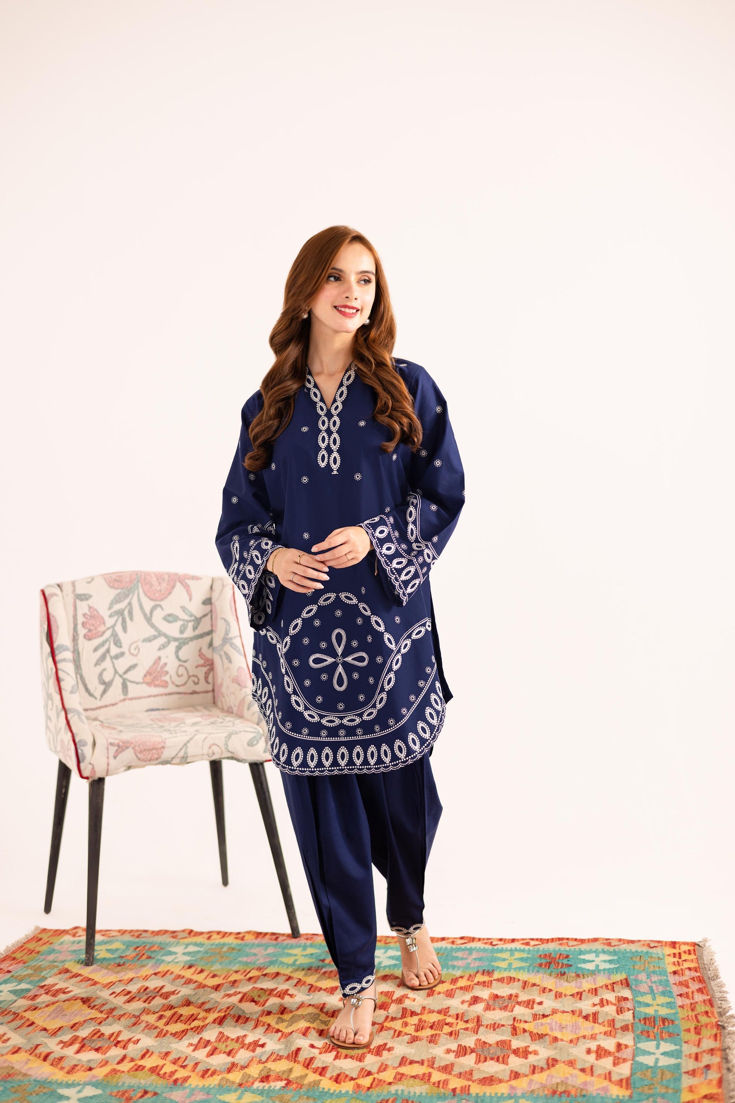 2PC Embroidered Dress - 1137