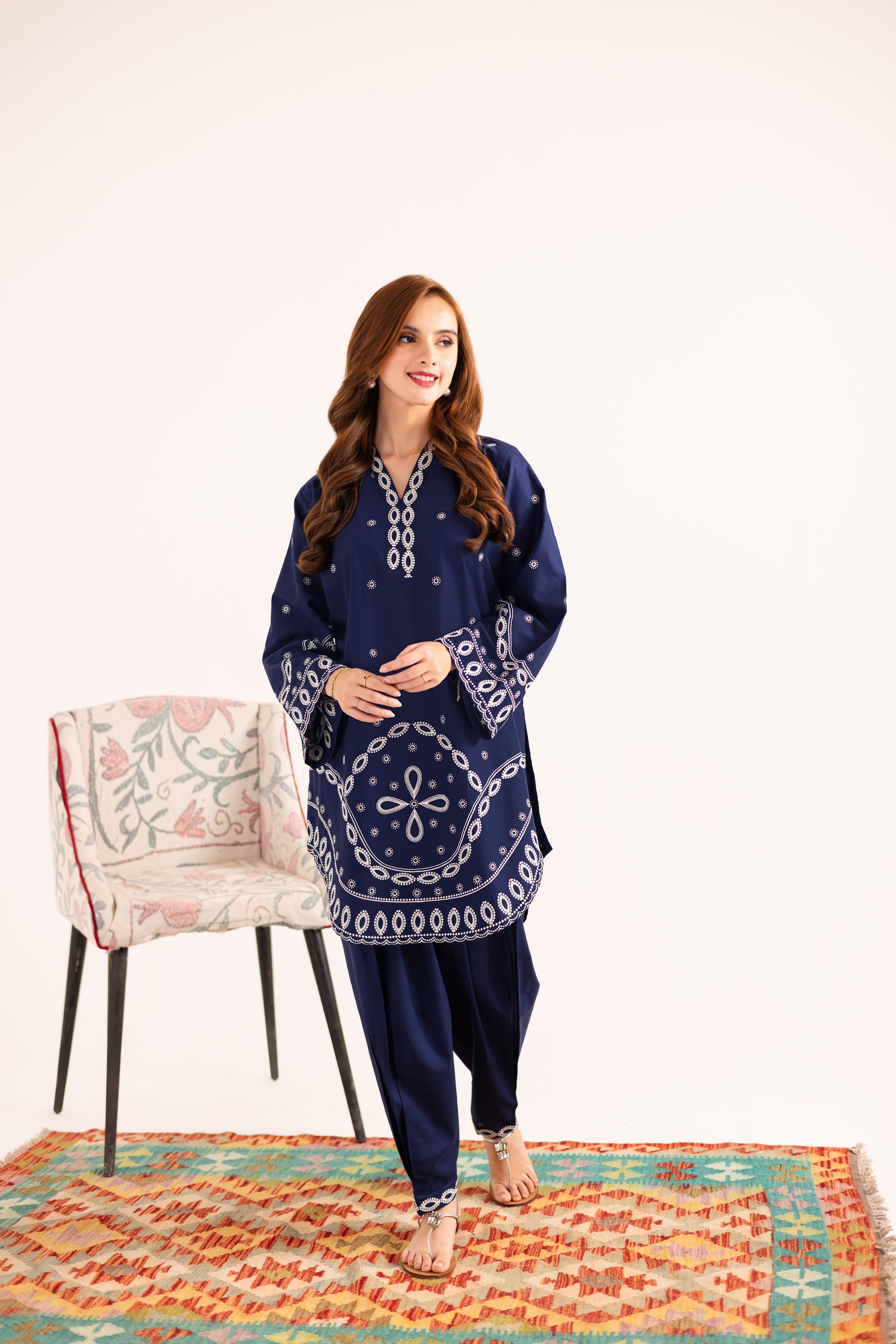 2PC Embroidered Dress - 1137