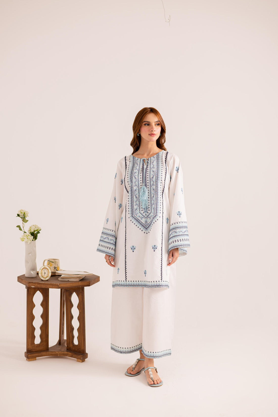 2PC Embroidered Dress - 1129