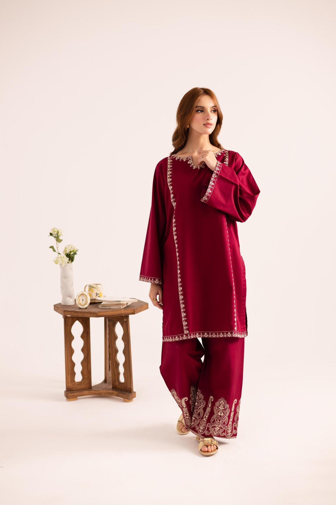 2PC Embroidered Dress - 1144