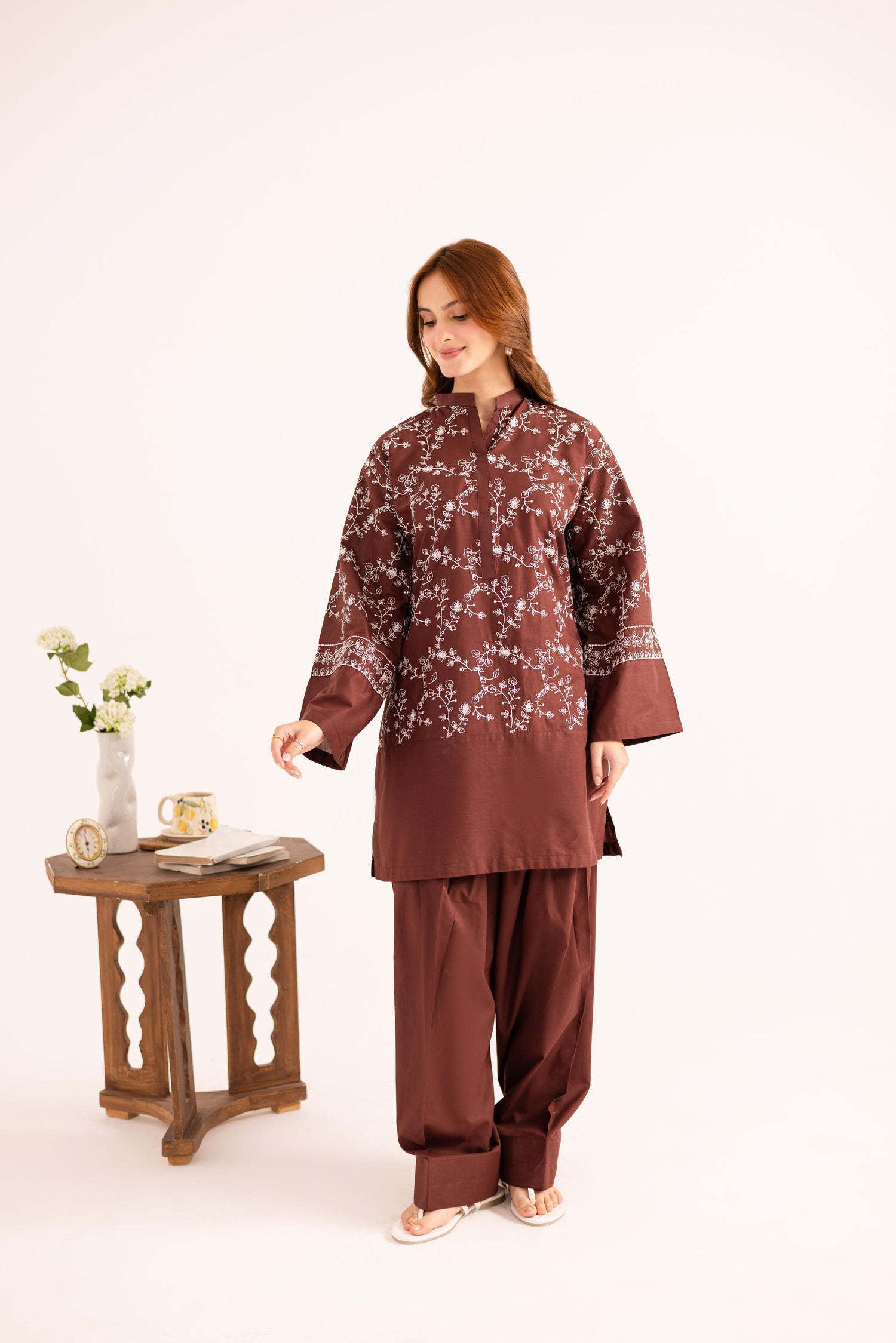 2PC Embroidered Dress - 1130