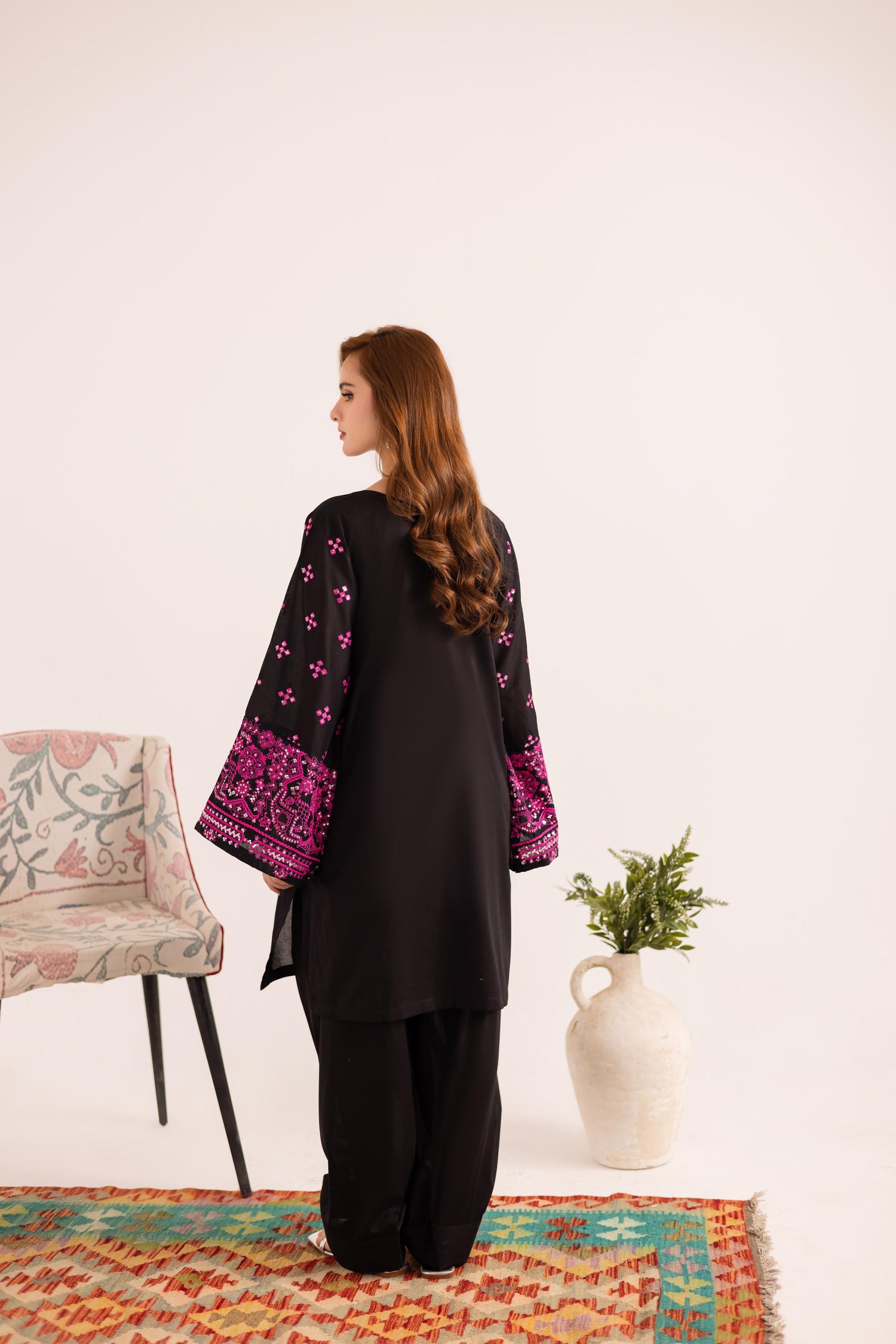 2PC Embroidered Dress - 1135