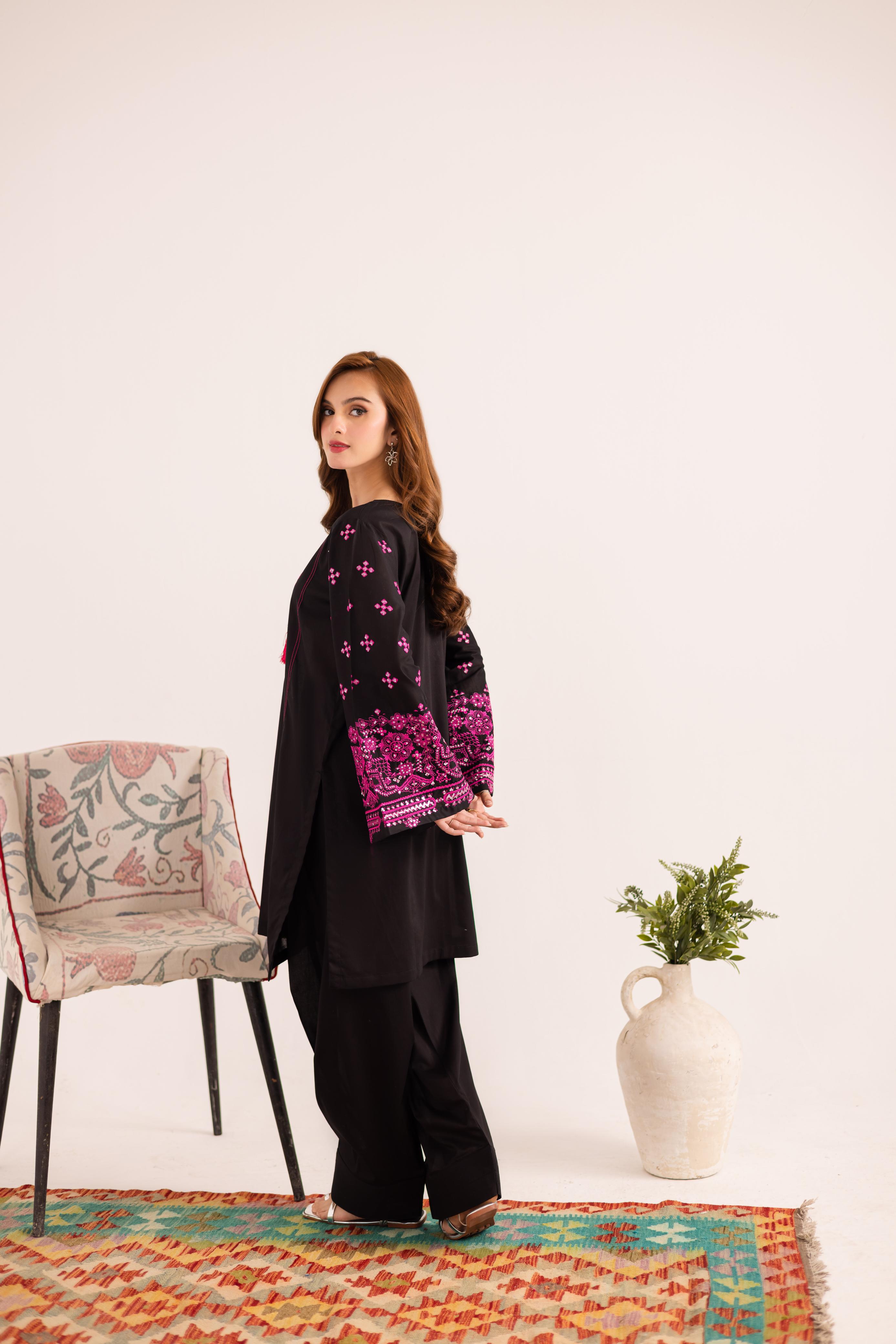 2PC Embroidered Dress - 1135