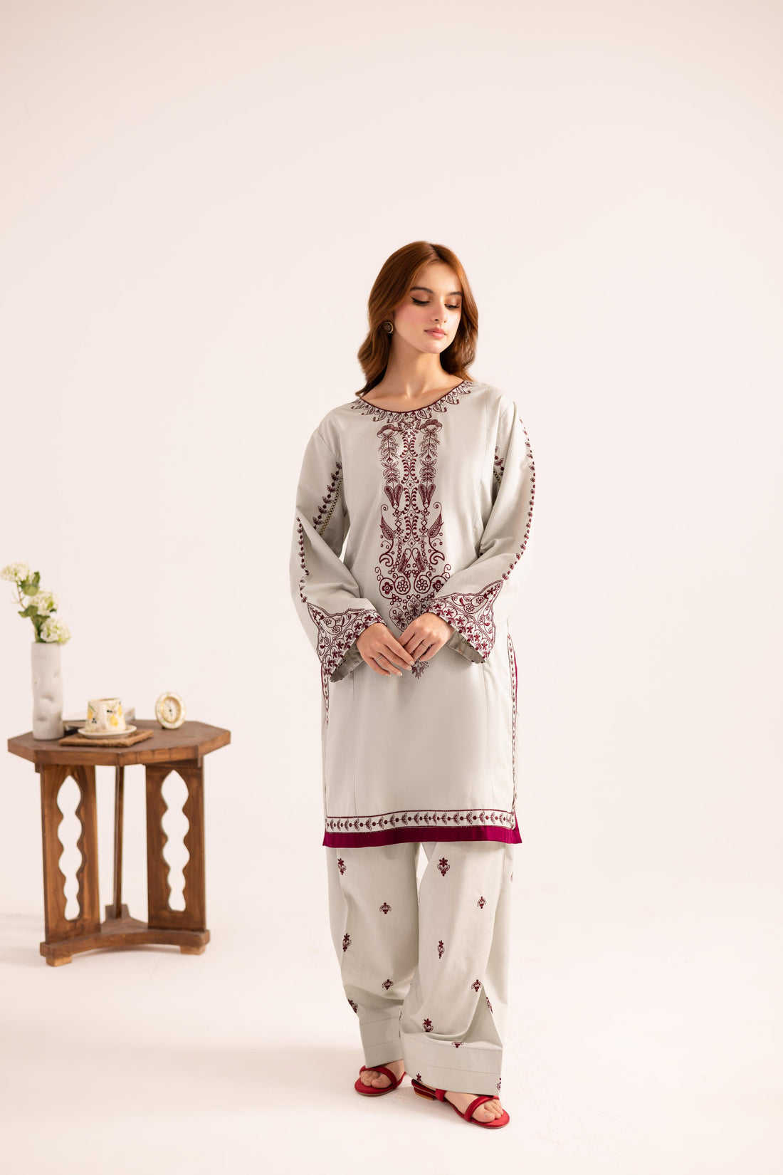 2PC Summer Embroidered Dress - 1136