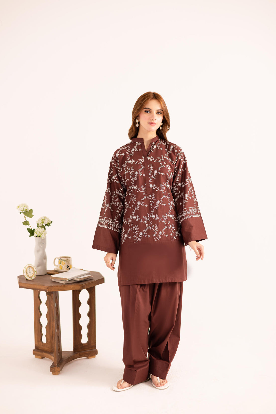 2PC Embroidered Dress - 1130