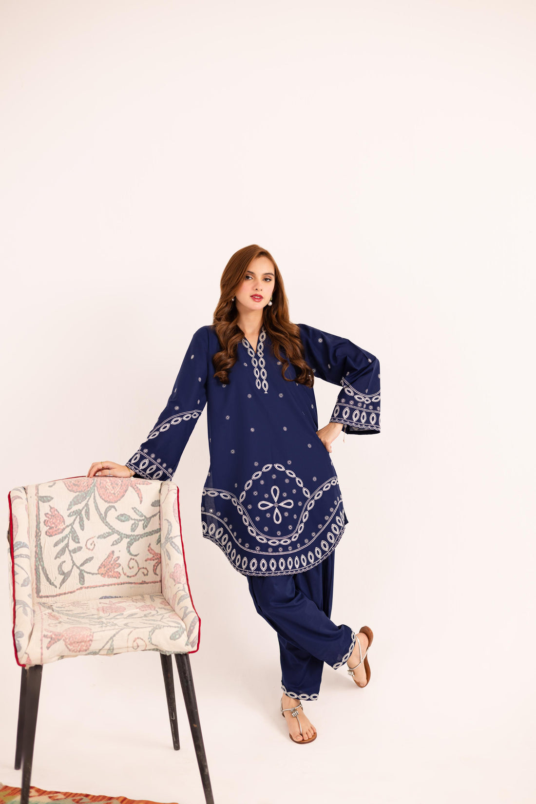 2PC Embroidered Dress - 1137