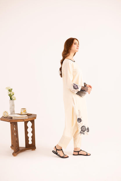 2PC Embroidered Dress - 1139
