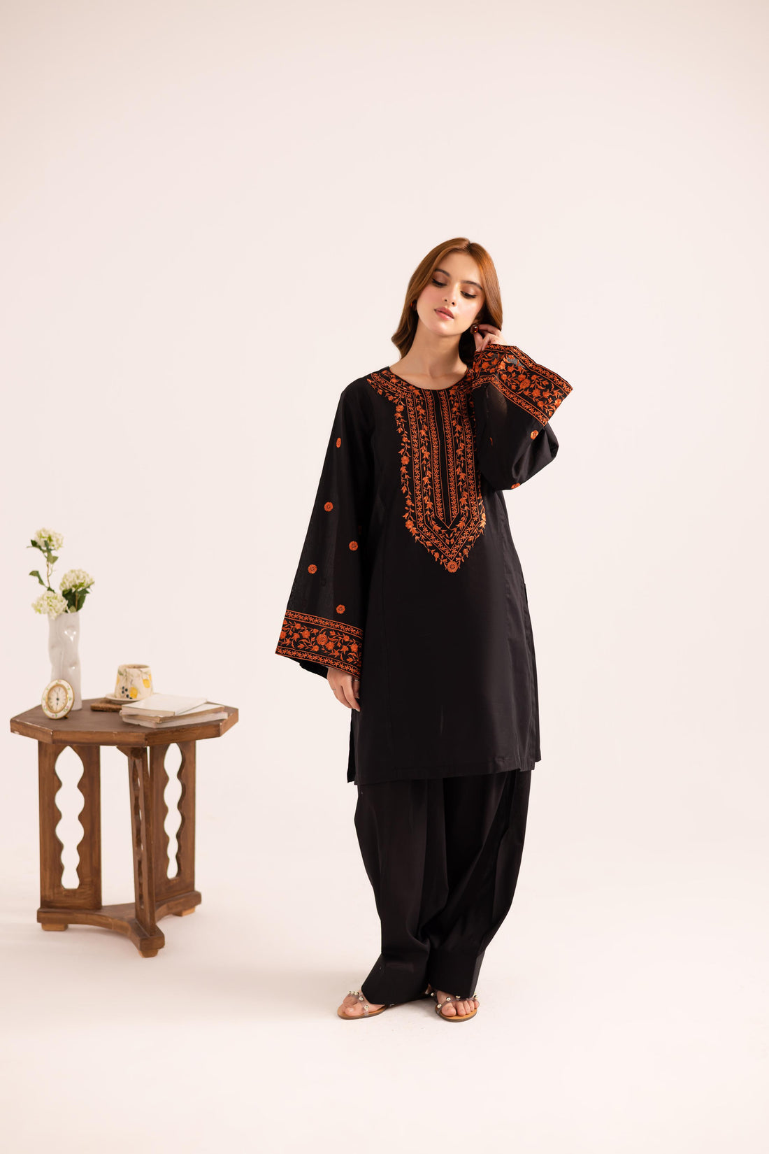 2PC Embroidered Dress - 1141