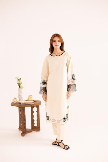 2PC Embroidered Dress - 1139