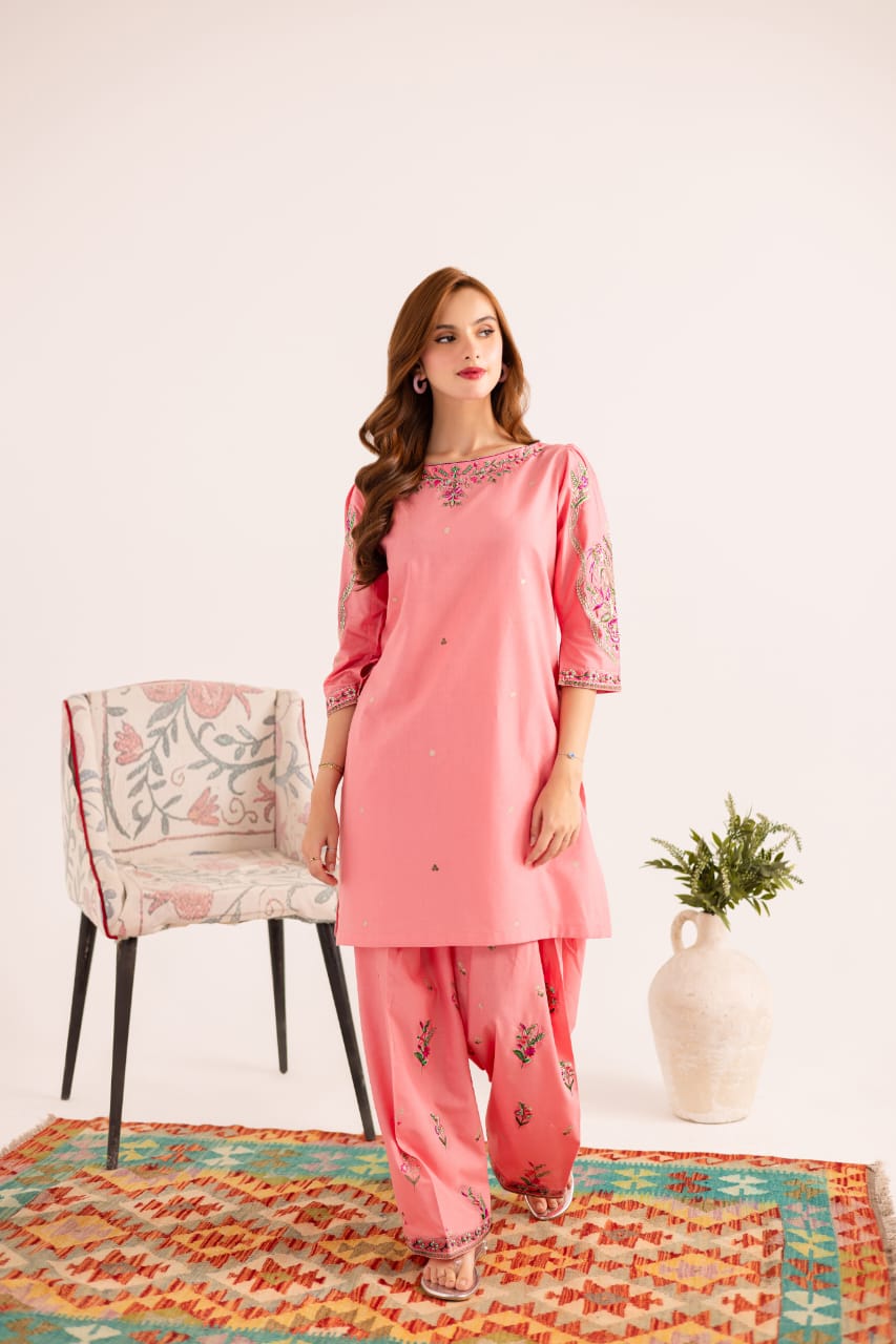 2PC Summer Embroidered Dress - 1128