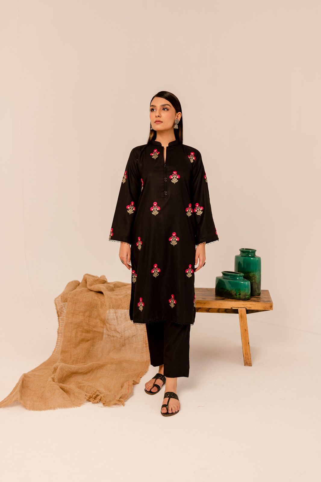 2PC Embroidered Dress- EMB01