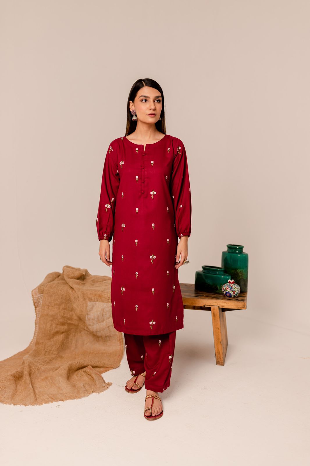 2PC Winters Embroidered Dress EM-MO4