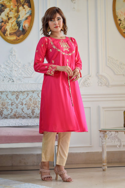 Embroidered Lawn A-Line Kurta (01)